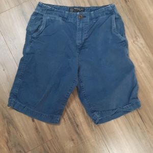 American Eagle Longer Length Blue Chino Shorts Flat Front Size 30